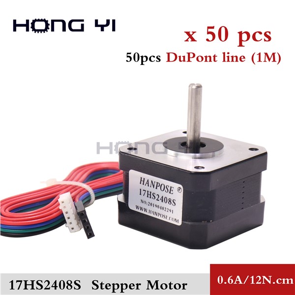 50pcs/Lot 17HS2408S 4-Lead Nema17 Stepper Motor 42 Motor 42BYGH 0.6A 12N. Cm CE ROSH CNC Laser & 3D Printer