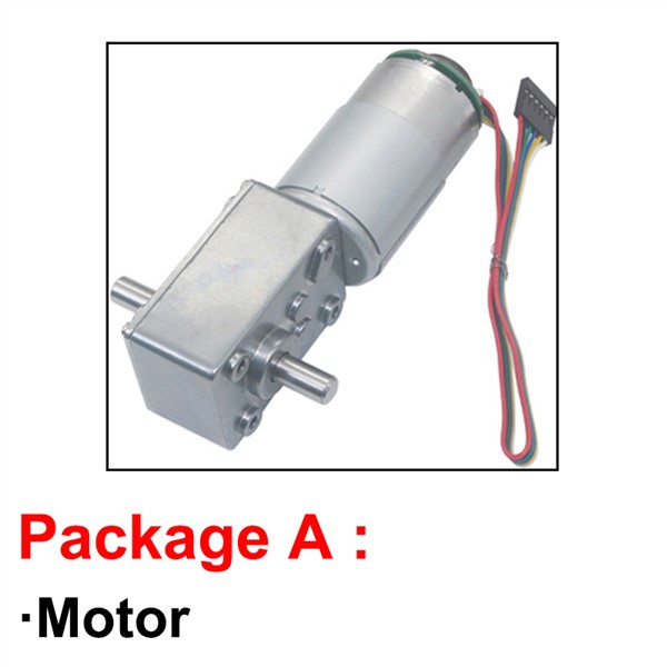 Micro High Power 12V 24V DC Worm Geared Motor 12V Double Shaft with Encoder High Torque 12-470RPM Self Locking Adjustable Speed