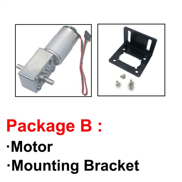 Micro High Power 12V 24V DC Worm Geared Motor 12V Double Shaft with Encoder High Torque 12-470RPM Self Locking Adjustable Speed