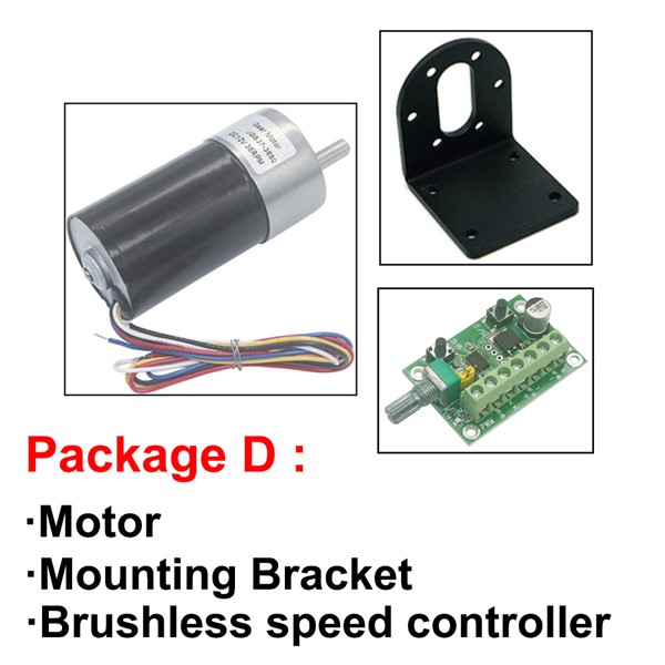 Long Life Brushless 12V 24V DC Geared Motor High Torque 35KG 5-1270RPM with Metal Gears Low Noise Reversed Signal Feedback