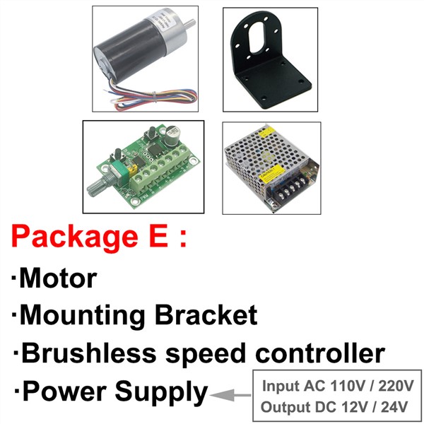 Long Life Brushless 12V 24V DC Geared Motor High Torque 35KG 5-1270RPM with Metal Gears Low Noise Reversed Signal Feedback