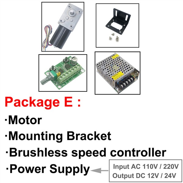 High Torque 70KG Brushless Electric DC Worm Geared Motor 12V 24V 8-470RPM with Self Locking Reversed PWM Speed Regulation