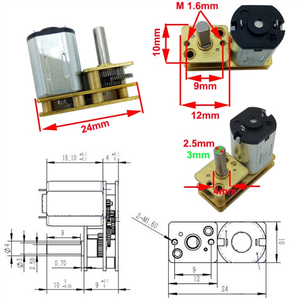 N20 Micro Mini DC Gear Motor 3V 6V 12V Low RPM 15 To 500RPM In DC Motor Adjustable Speed & Reversed for Robot Door Lock Etc.