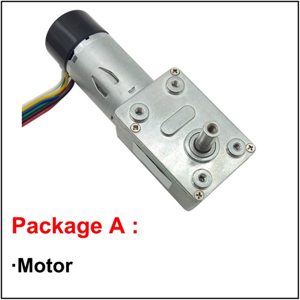 6V 12V 24V DC Electric Worm Geared Motor with Encoder High Torque in DC Motor 6-150RPM Self Locking Dustproof with Back Cover