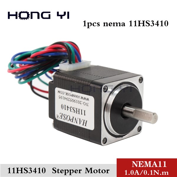Free Shipping 1 Pcs 11HS3410 1.8 Degrees 2 Phases Hybrid Motor Stepper 34mm Length NEMA11 1.0A 4-Cable 0.1N. Cm for Mini CNC