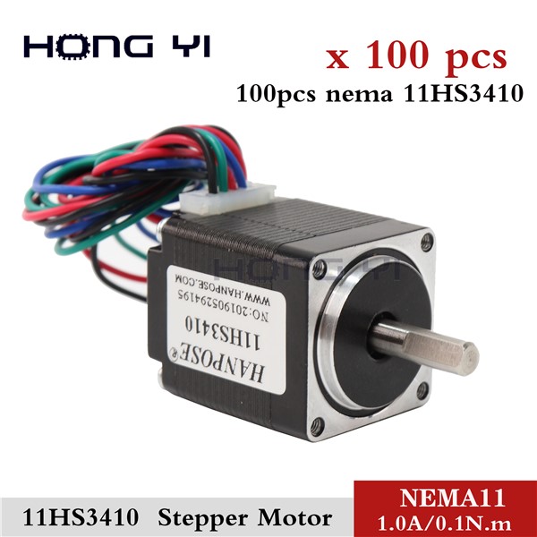 100pcs Nema 11 Stepper Motor 28BYGH 34mm 0.08Nm 4-Lead 1.8deg 1.0A Nema11 Step Motor for CNC XYZ 3D Printer