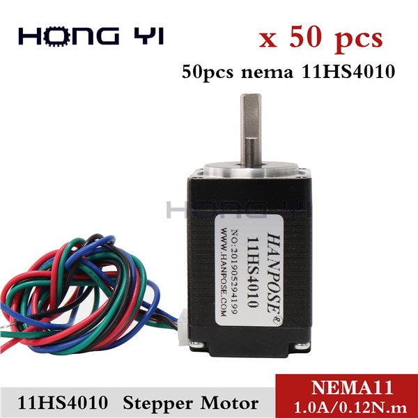 50pcs Mini Nema 11 Stepper Motor 4-Lead 1.0A 0.12N. M 28x28x40mm for DIY 3D Printer CNC XYZ