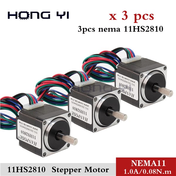 Free Shipping 3 Pcs Nema11 Hybrid Stepper Motor 28x28x28mm Two Phases 4 Wires 1.8 Degrees for New CNC Router