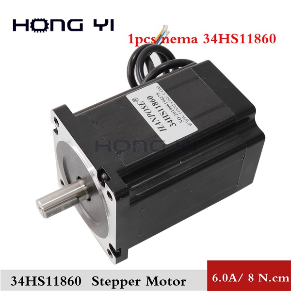 Free Shipping High Torque 86 Stepper Motor 2 PHASE 4-Lead Nema34 Motor 86BYGH 118MM 5.0A 6.0N. M LOW NOISE Motor for CNC XYZ