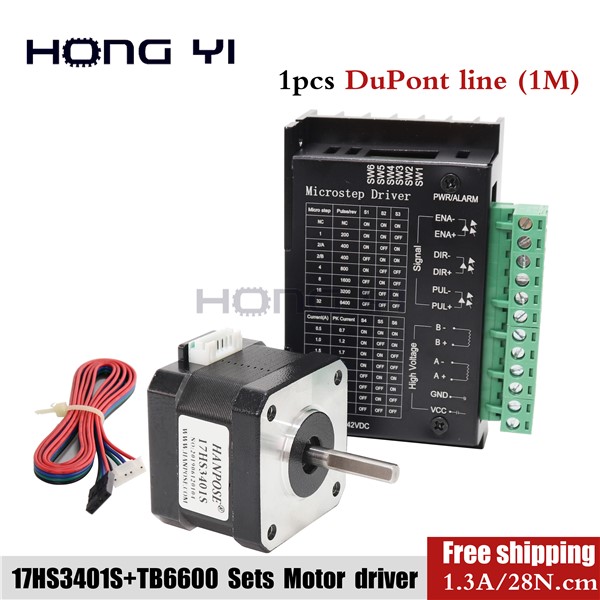 Free Shipping 42 Motor 17HS3401s 4-Lead Nema 17 Stepper Motor Driver TB6600 42BYGH 01. A 28N. Cm CE CNC Laser & 3D Printer Motor