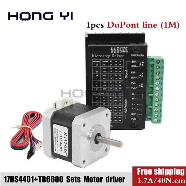 Free Shipping 17HS4401s 4-Lead Nema 17 Stepper Motor Driver TB6600 42 Motor 42BYGH 1.7A 40N. Cm CE CNC Laser & 3D Printer Motor