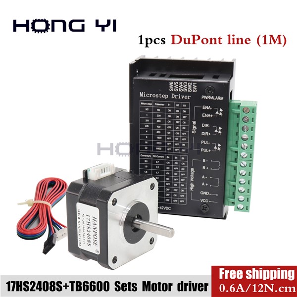 Free Shipping 17HS2408 4-Lead Nema 17 Stepper Motor Driver TB6600 42 Motor 42BYGH 0.6A 12N. Cm CE CNC Laser & 3D Printer Motor