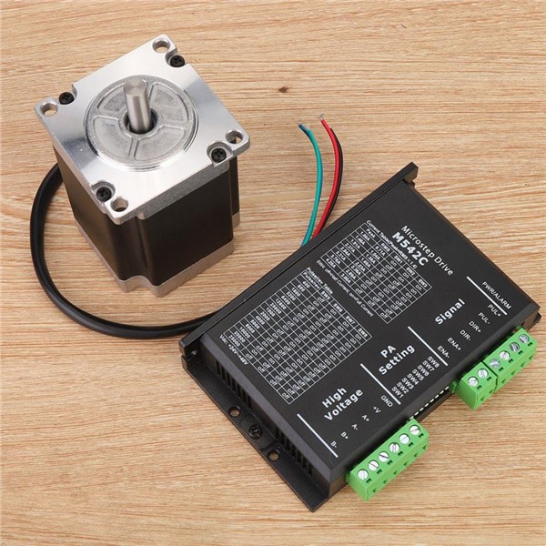 Stepper Driver M542C Step Driver 57CM23 Motor Kit for 2-Phase/4-Phase Hybrid Stepping Motor 2.1N. M(NEMA23)