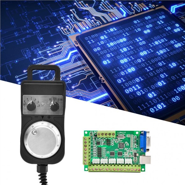 Green 5 Axle Motion Controller MACH3 USB Interface Board CNC Motion Control Card + No Stop Handwheel