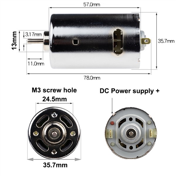 12V 24V Electric Micro DC High Speed Motor 50W 6000/12000/24000RPM Double Ball Bearing Built-In Cooling Fan for Electric Dril