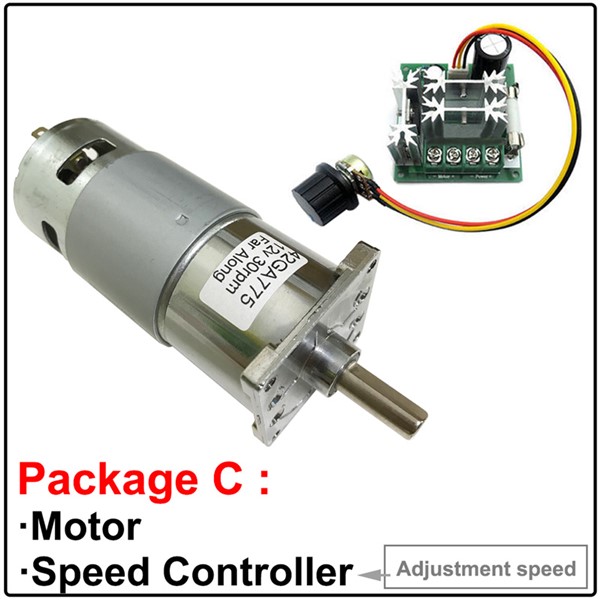 Electric Micro DC High Torque Geared Motor Slow Speed 10-600RPM DC 12 Volt 24V Motors Reversed Adjustable Speed for Toy Printer