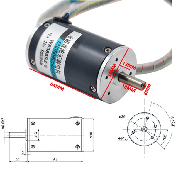 12V 24V Micro Brushless DC High Speed Motor 2000 To 5000RPM DC 12V 24V Reversed Adjustable Speed BLDC Motor Built-in Driver