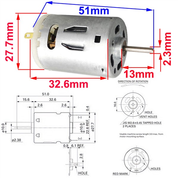 R365 Electric Mini Micro DC High Speed Hot Air Gun Motors 12V 24V 12000RPM for DIY Toy Car Fan Vacuum Cleaner Hair Dryer Motors