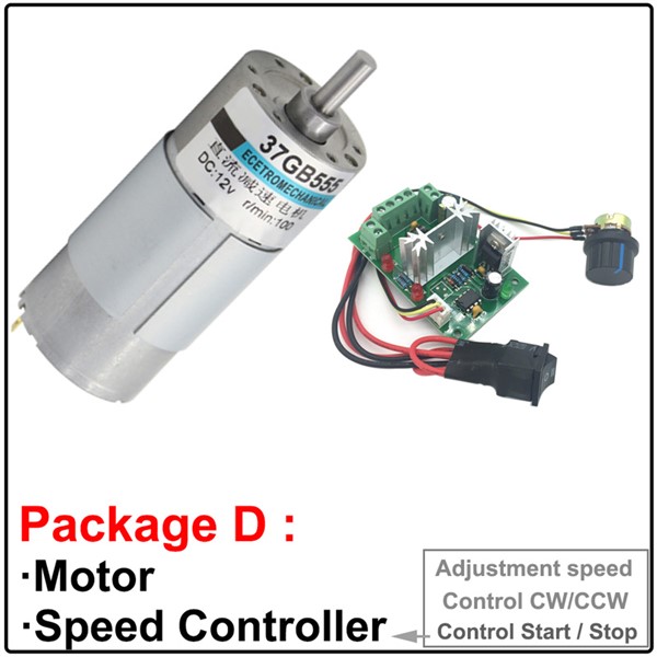 Electric Micro Low Speed DC Geared Motor 12V 24V DC High Torque Motor 5-600RPM Reversed Adjustable Speed 15W for DIY Toy Motor