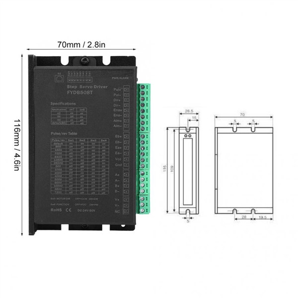 Brushless Driver Digital Stepper Motor Driver Nema 2 Phase Automatic Adjustment DC24-50V 1.0-8.0A Digital Stepper Driver