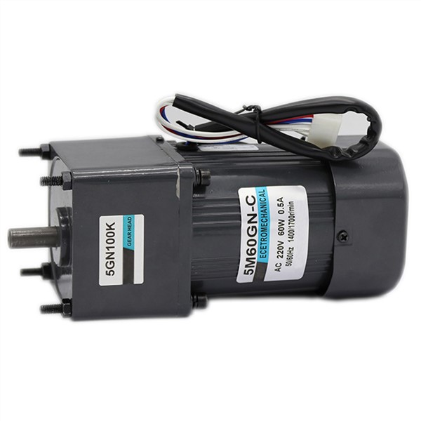 220V Single Phase Electric 60W AC Gear Motor High Torque Slow Speed Reversible Induction Motor 10-500RPM with Speed Controller