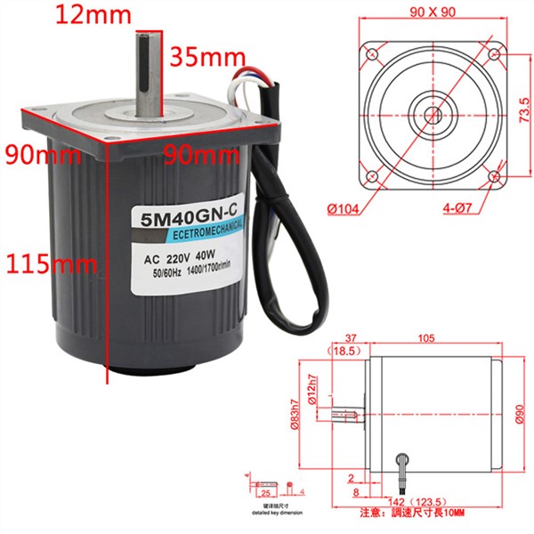 220V Electric Micro AC High Speed Motors Single Phase 40W 1400/2800RPM Induction Motor with High Torque Speed Control Reversible