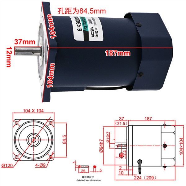 220V Electric Micro AC High Speed Motors Single Phase 200W 1400/2800RPM Induction Motor with High Torque Speed Control Reversed