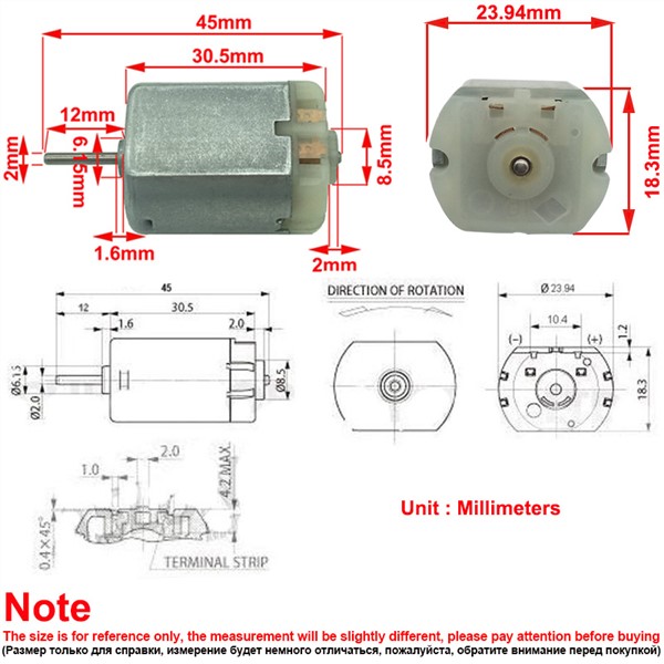 2 Pcs/Lot FC-280PC Mini 12V DC Electric High Speed Motor 12500RPM Car Door Lock Motor for Car Door Lock Rearview Mirror DIY Toys