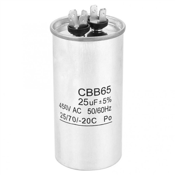 CBB65 25UF 450V Capacitor Aluminum Shell Anti-Explosion Capacitor for Air Conditioning Motor