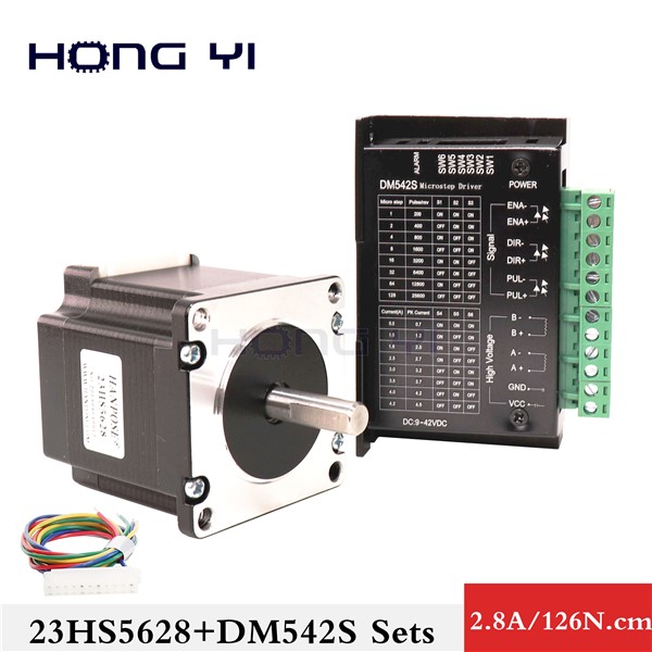 23HS5628S 4-Lead 2.8A 126N. Cm Nema23 Stepper Motor Driver DM542S 57 Motor CE CNC Laser & 3D Printer Motor