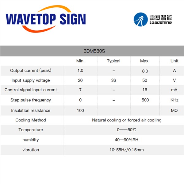 Leadshine 3Phase Stepper Motor Driver 3DM580S Supply Voltage 20-50VDC Output Current 1.0-8.0A Replace Microstep Driver 3DM580