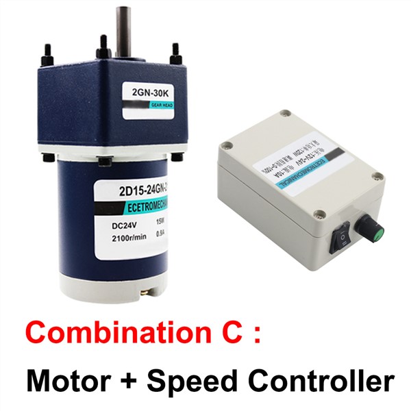 2D15GN-C Geared DC Motor 12V 24V 15W Slow Speed 10-600RPM in DC Motor Adjustable Speed Reversed High Torque Maximum 30KG Motor