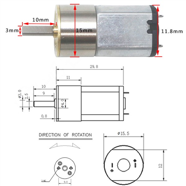 Mini Micro Low Speed DC Metal Gear Motors 6V Adjustable Speed & Reversible In DC Motor for Toys Smart Lock Electric Toothbrush