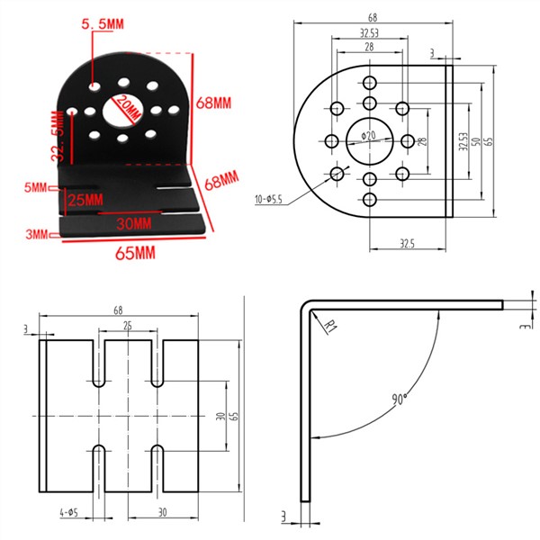 High Precision 1 PCS DC Motor Mounting Bracket Use for Motor 63100/63090/63120 Mounting Accessories