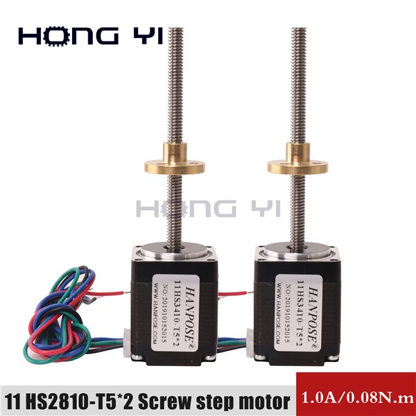 11hs2810 Trapezoid Stepping Motor 3D Printer Screw T5 Screw Lead 2mm T5 Screw L200MM/250MM/300MM