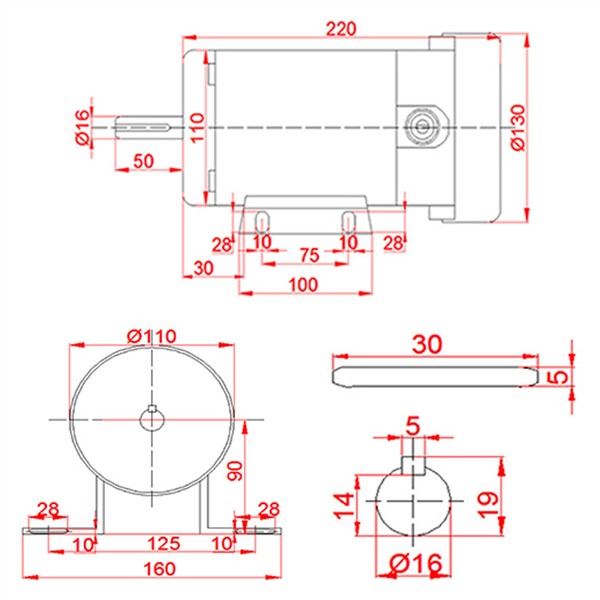 Permanent Magnet Electric DC 220V 1800RPM High Speed Motor DC High Torque in DC Motor Reversed & Adjustable Speed