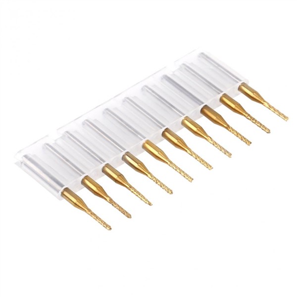 10pcs/Set 1.5mm Cutting Edge End Mill CNC PCB Engraving Bit Tungsten Coating 1/8" Shank MillingCutter Drill Bit Set