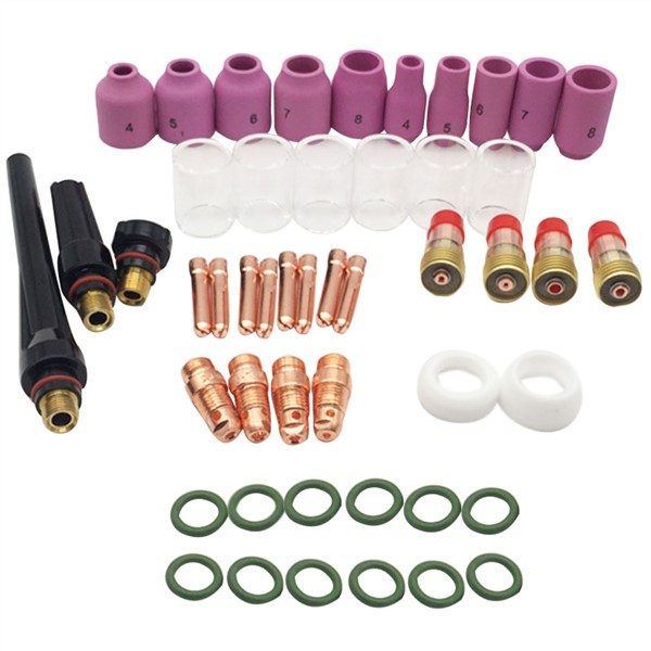 49pcs TIG Welding Torch Stubby Gas Lens Kit Cup Collet Body Nozzle for WP 17/18/26 Welding Machine Accessories