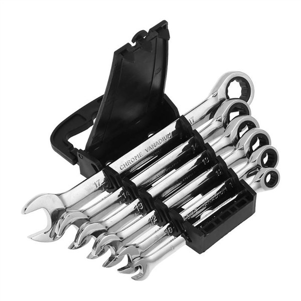6pcs/Set CRV Steel 72 Teeth Ratchet Wrench Set Multiuse Wrenches Dual Use Spanners Tools Kit Fixed/Movable Head Combination Tool