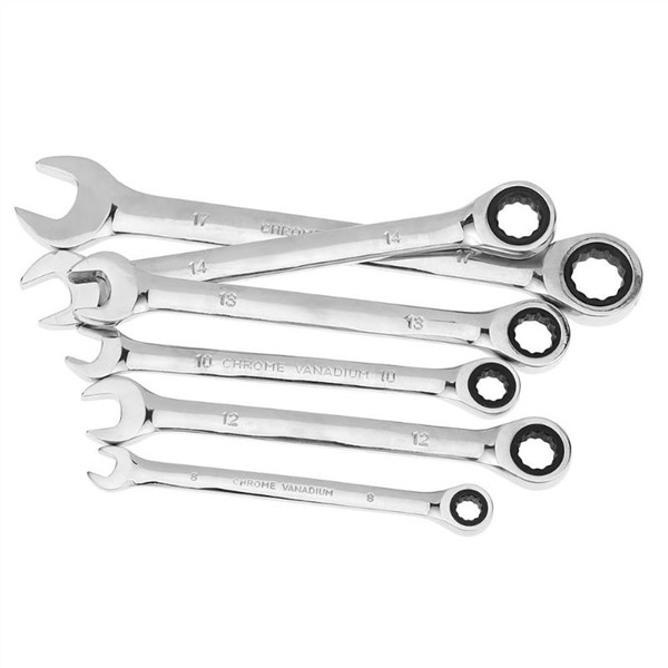 6pcs/Set CRV Steel 72 Teeth Ratchet Wrench Set Multiuse Wrenches Dual Use Spanners Tools Kit Fixed/Movable Head Combination Tool