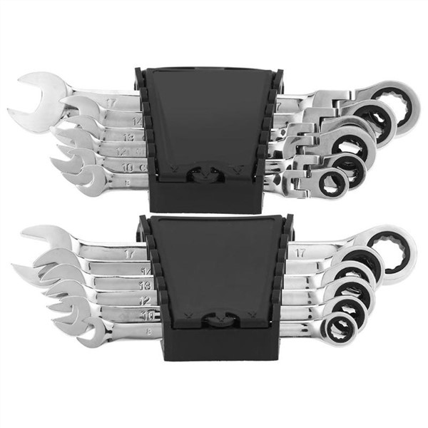 6pcs/Set CRV Steel 72 Teeth Ratchet Wrench Set Multiuse Wrenches Dual Use Spanners Tools Kit Fixed/Movable Head Combination Tool