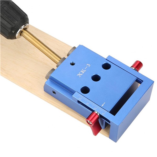 XK-3 Pockets Hole Jig Woodwork Guide Repair Carpenter Kit System 9.5mm Drill Bit 3 Holes Woodworking Oblique Drill Guide Locator
