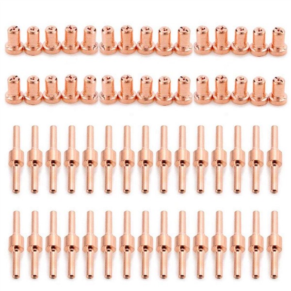 60pcs Red Copper Extended Long Plasma Cutter Tip Electrodes&Nozzles Kit Mayitr Consumable for PT31 LG40 40A Cutting Welder Tor