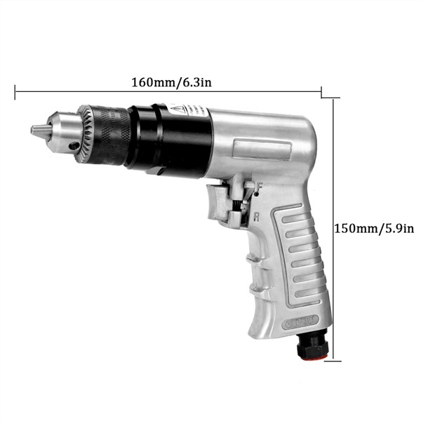 Drilling Reversible Air Drill Professional Pneumatic Tools 3/8" High-Speed Rotation for Hole Drilling for Hand-Held Operation