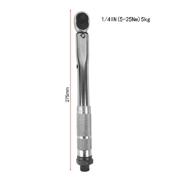 1/4 Inch 5-25NM Prefabricated Adjustable Torque Wrench Drive Click Wrench Metal Hand Spanner Repairing Tool with Box Organizer