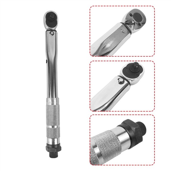 1/4 Inch 5-25NM Prefabricated Adjustable Torque Wrench Drive Click Wrench Metal Hand Spanner Repairing Tool with Box Organizer