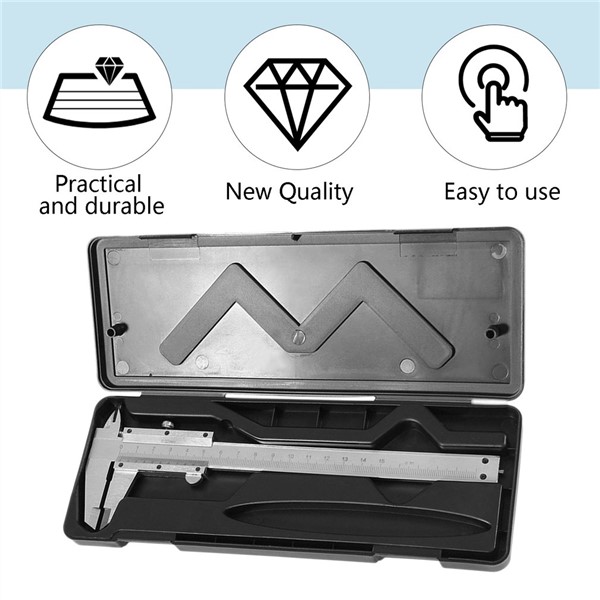 Practical Vernier Caliper 6" 0-150mm/0.02mm Metal Carbon Steel Calipers Gauge Micrometer Measuring Tools