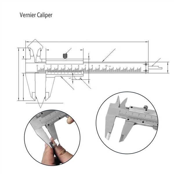 Practical Vernier Caliper 6" 0-150mm/0.02mm Metal Carbon Steel Calipers Gauge Micrometer Measuring Tools