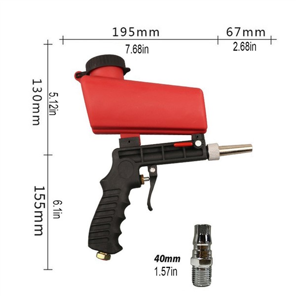Portable Pneumatic Rust Blasting Small Sanding Gravity Sandblasting Gun Handheld Mini Spray Gun Lightweight Aluminium Gravity