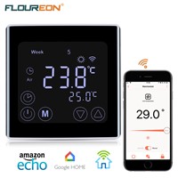 FLOUREON WiFi Thermostat App Control White LCD Backlight Programmable Floor Heating Temperature Controller for Smart Home